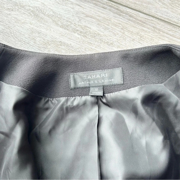 Tahari Black Ruffle Asymmetrical Blazer - Picture 6 of 16